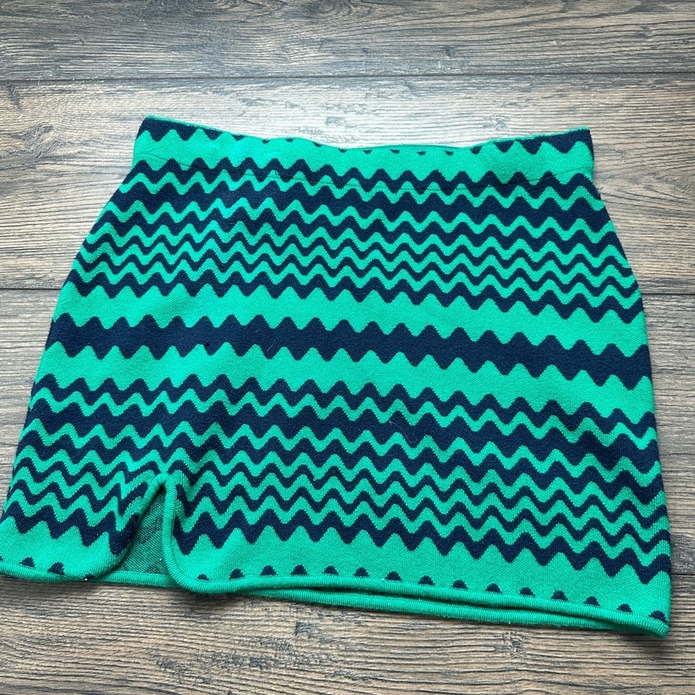 Urban Outfitters Green Zigzag Skirt